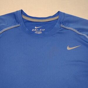 Nike Dri-FIT T-Shirt Mens Large Blue Grey Performance Athletic Short Sleeve